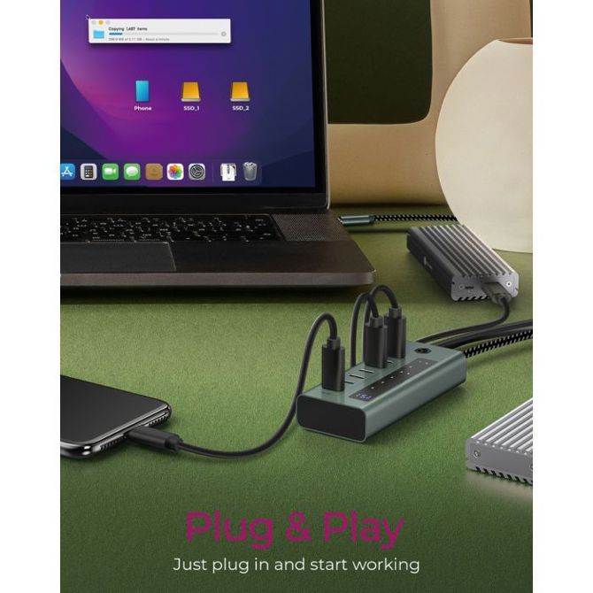 IcyBox IB-HUB1457-C31 7-portni hub vmesnik USB-C 3.2 4