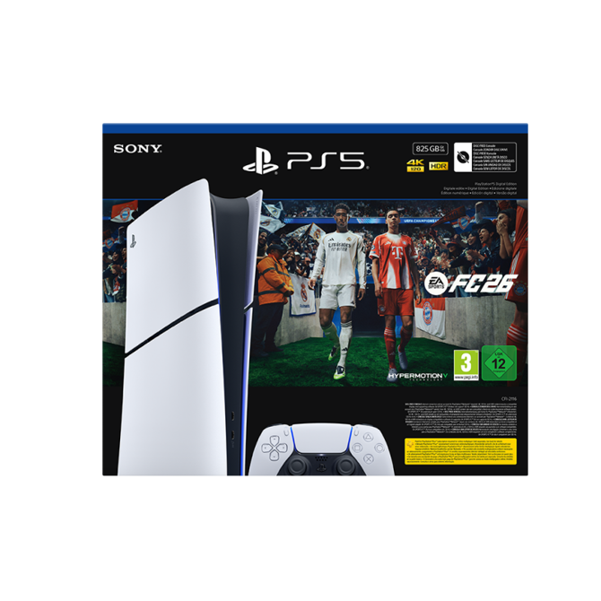 Igralna konzola Sony PlayStation 5 Slim Digital, 825 GB SSD, 3D-zvok, haptični odziv + igra EA Sports FC 26 4