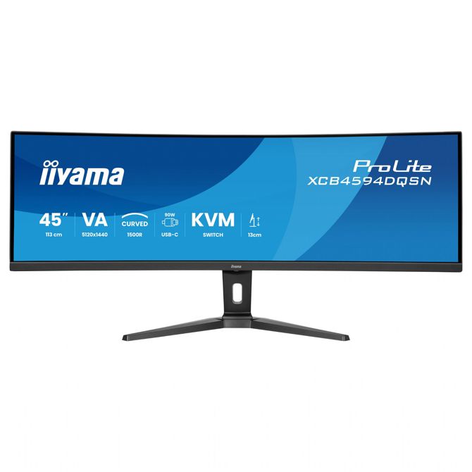 Monitor Iiyama Prolite XCB4594DQSN-B1 105.06 cm (45''), 5120x1440 (QHD), VA, 450cd/m2, 32:9, 165Hz 0,8ms HDMI DP USB-C 90W, RJ45 LS Črna 2