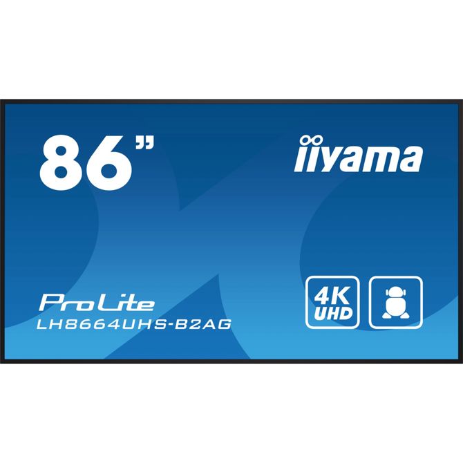 Monitor Iiyama LH8664UHS-B2AG 218 cm (86''), 3840 x 2160 (4K UHD), IPS, 500niti, 16:9 3xHDMI+2xUSB 2