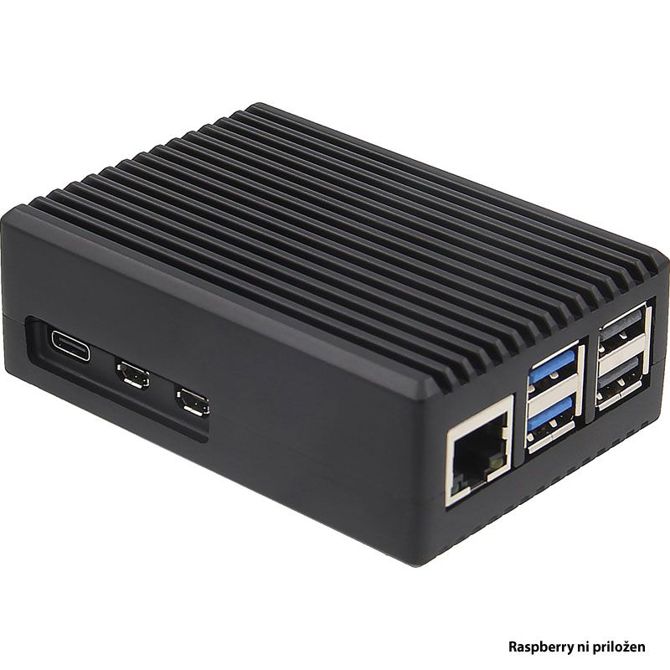 Črno ohišje INTER-TECH ODS-739 za RASPBERRY Pi 5 2
