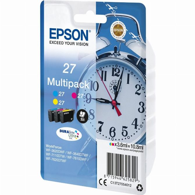 Kartuše za tiskalnike Epson 27 večpakiranje (C13T27054012) DURABrite Ultra, cian/rumena/magenta, 10,8 ml, za WF-7620DTWF/WF-7610DWF/WF-7110DTW/WF-3640DTWF/WF-3620DWF 2