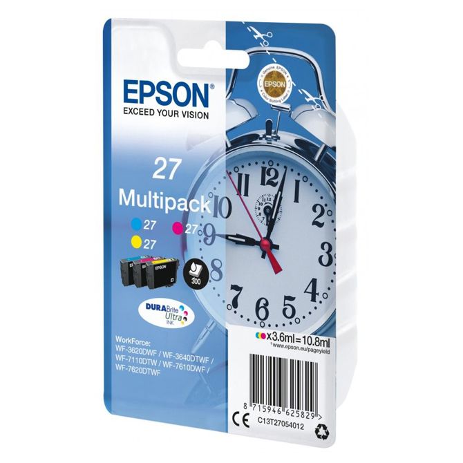 Kartuše za tiskalnike Epson 27 večpakiranje (C13T27054012) DURABrite Ultra, cian/rumena/magenta, 10,8 ml, za WF-7620DTWF/WF-7610DWF/WF-7110DTW/WF-3640DTWF/WF-3620DWF 3