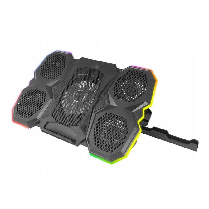 LED RGB igralna LCD hladilna podloga za prenosni računalnik 5x ventilator 2x USB BREVA 2