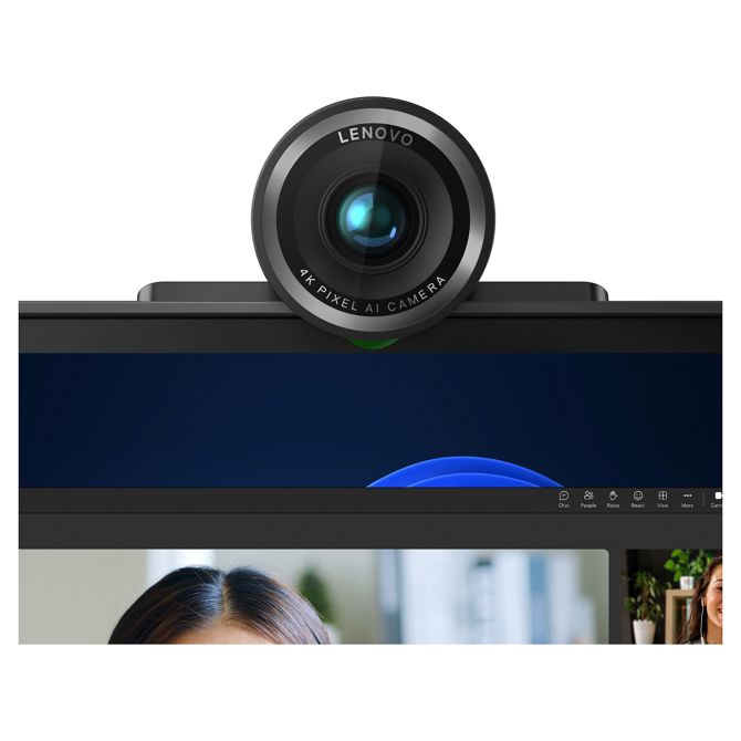 Spletna kamera LENOVO 4K Pro, nastavljivo vidno polje 4K, smerni mikrofon 90/78/65, samodejno ostrenje, HDR, umetna inteligenca, kadriranje/obraz, snemljiv kabel USB-C/A 1,5 m 5