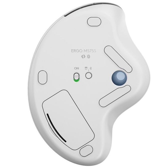 Miška Logitech ERGO M575S brezžična Bluetooth optična ergonomska bela, trackball, do 18 mesecev baterije 5