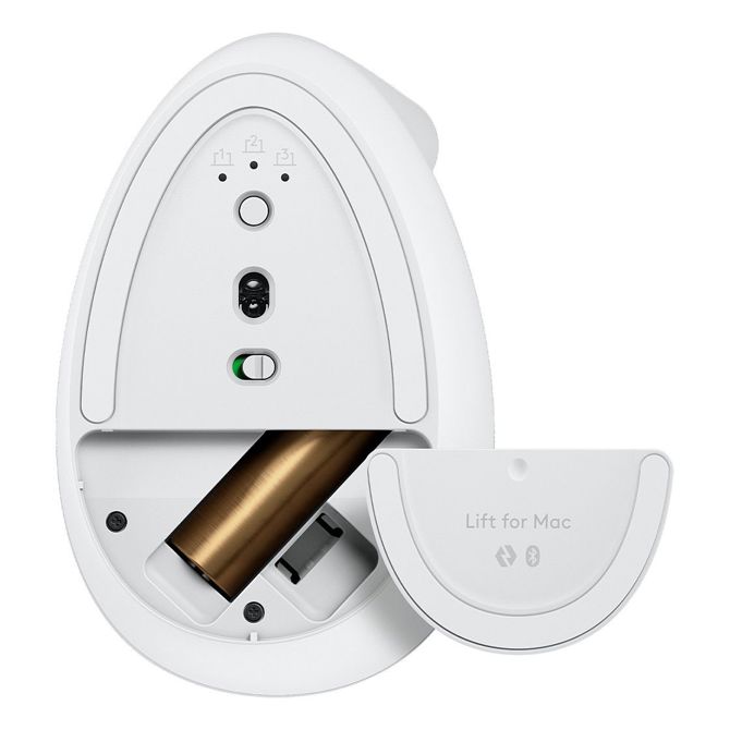 Miška Logitech Lift for Mac Vertikalna miška, ergonomska optična 6 gumbov, brezžična povezava Bluetooth Bolt USB sprejemnik umazano bel 5
