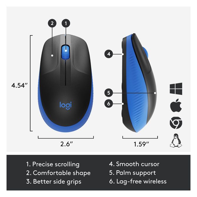 Miška Logitech M190 optična brezžična modro 3