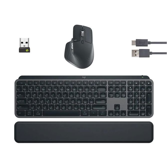 LOGITECH MX Keys S USB-C/BT brezžična osvetljena črna slo tisk naslon za zapestje + miška MX Master 3S + tipkovnica 4