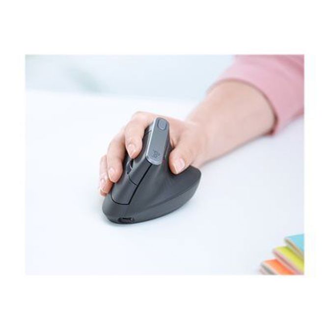 LOGITECH MX Vertical Vertical mouse ergonomic optical 6 buttons wireless wired Bluetooth 2.4 GHz USB wireless receiver graphite 3