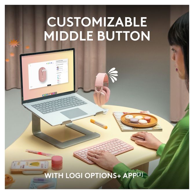 Miška Logitech Pebble Mouse 2 M350s Mouse optical 3 buttons wireless Bluetooth 5.2 LE tonal rose 3