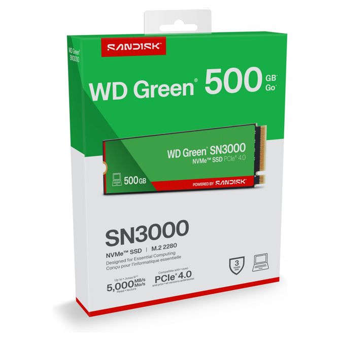 Vgradni SSD disk Western Digital Green SN3000 500GB, M.2 2280, NVMe, PCI Express 4.0, 3D QLC NAND 6