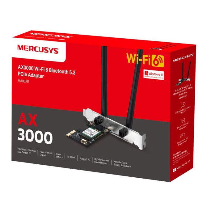 MERCUSYS MA80XE AX3000 WiFi 6 Bluetooth 5.3 Dual Band PCIe mrežna kartica 2
