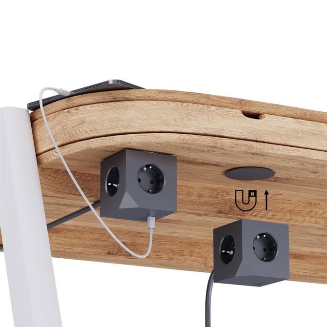 Razdelilnik MicroConnect Power Cube, 3× Schuko, 1× USB-A, 2× USB-C, 1,5 m kabel, magnetna montaža, siva 3