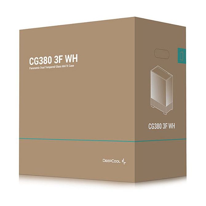Ohišje za računalnik DeepCool CG380 3F WH, Midi Tower, kaljeno steklo, 3x ARGB ventilator, bela, podpora Micro-ATX 3