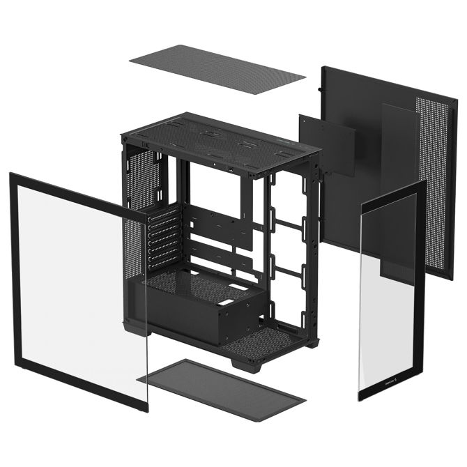 Ohišje za računalnike DeepCool CG580 Midi Tower, kaljeno steklo, podpora ATX, 360 mm radiator, črna 2
