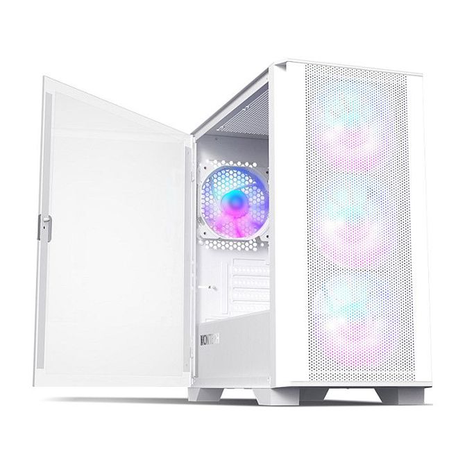 Ohišje za računalnik Montech AIR 100 ARGB TG mini stolp, bela, kaljeno steklo, ARGB osvetlitev, podpora micro ATX/Mini-ITX 3