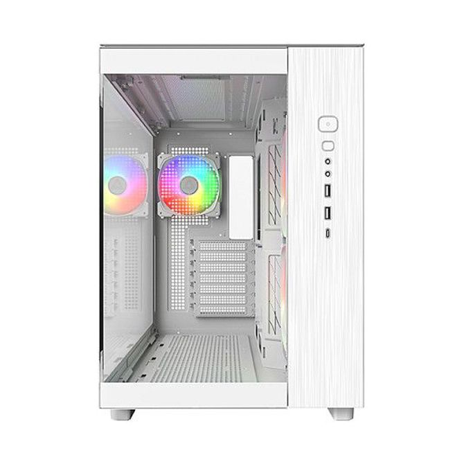 Ohišje za računalnik Montech KING 65 PRO TG bela, ATX, kaljeno steklo, RGB osvetlitev, vgrajeni ventilatorji 2