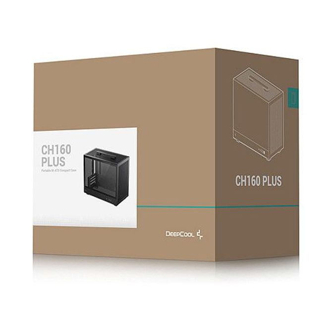 Računalniško ohišje DeepCool CH160 PLUS, Mini-ITX/Micro-ATX, kaljeno steklo, podpora 240 mm AIO, črne barve 3