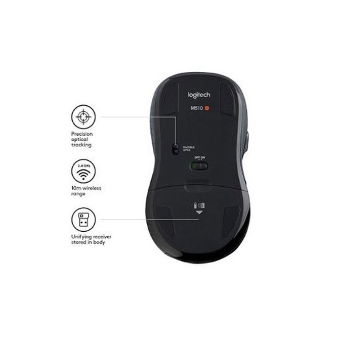 Miška Logitech M510 wireless, Unifying, siva evmoulor089 6