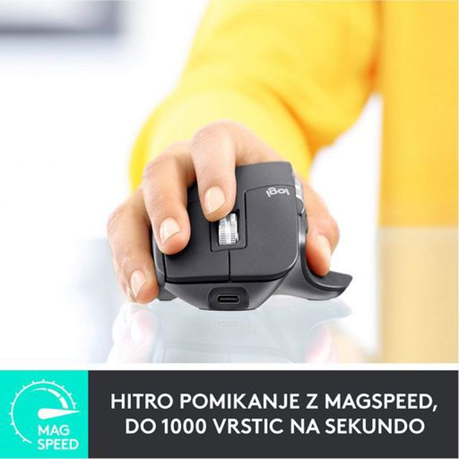 Brezžična bluetooth miška Logitech MX Master 3, grafitna barva 3