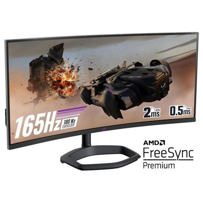 Monitor Cooler Master GM34-CWQ2, 34'' (87 cm) UWQHD VA 180Hz, HDR400, Ukrivljen, 2xHDMI, DisplayPort, USB-C DP Alt, zvočniki, 4