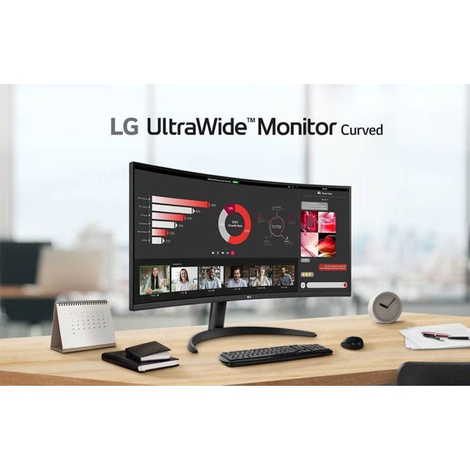 Monitor LG 34WR50QC-B UltraWide, 34'', VA , 21 : 9, 3440 x 1440, 100 Hz, 2 x HDMI, DP 3