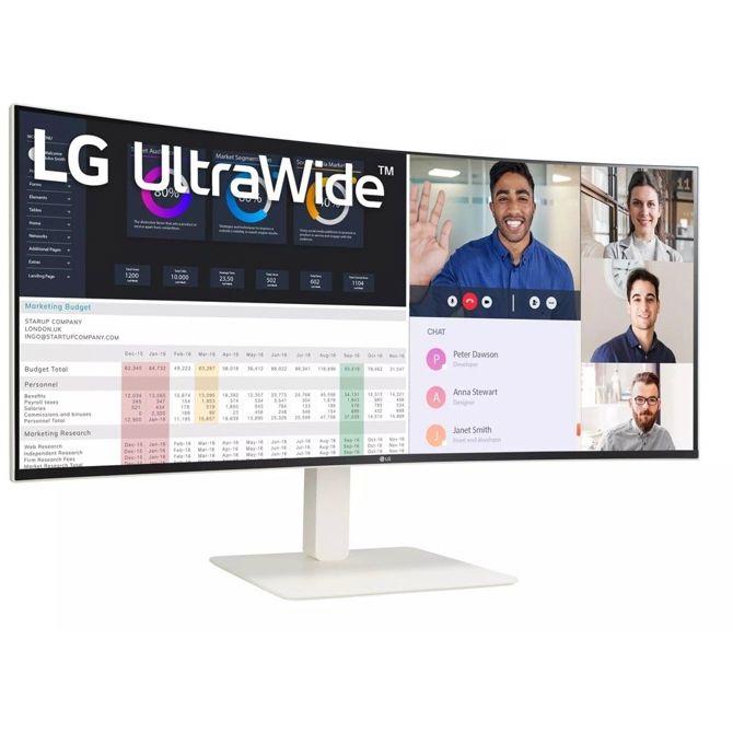 Monitor LG 38WR85QC-W 95,25 cm (37,5), 3840x1600 (WQHD+), NanoIPS, 450 cd/m2, 1ms, 144 Hz, 21:9, 2x HDMI, DP, USB-C 90W, LS 144 Hz 5100038294 2