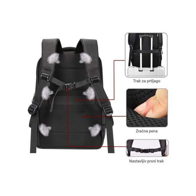 Nahrbtnik za prenosnik Ewent Backpack 15.6'', USB vhod, črn, EW2526 4