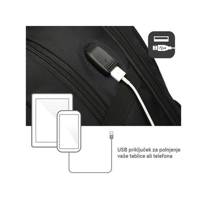 Nahrbtnik za prenosnik Ewent Backpack 15.6'', USB vhod, črn, EW2526 5