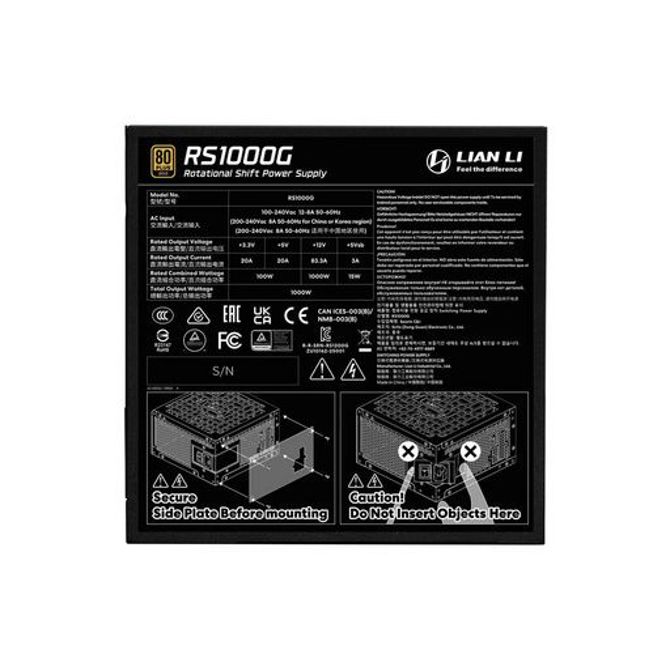 Napajalnik ATX Lian Li RS 1000W, 80 PLUS Gold, 12V-2×6, HUB, Modularen, white 5