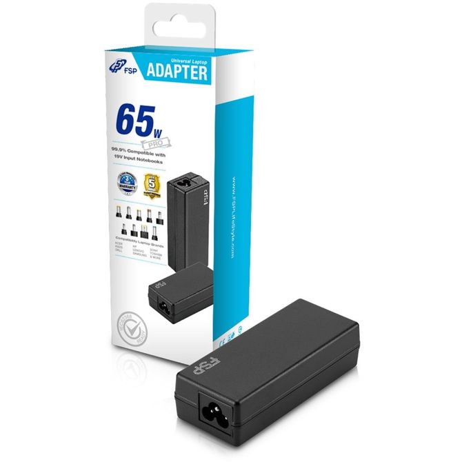 Napajalnik za prenosnike Fortron NB PRO 65W (črn, vključno z 9 adapterji za vtičnice) 4
