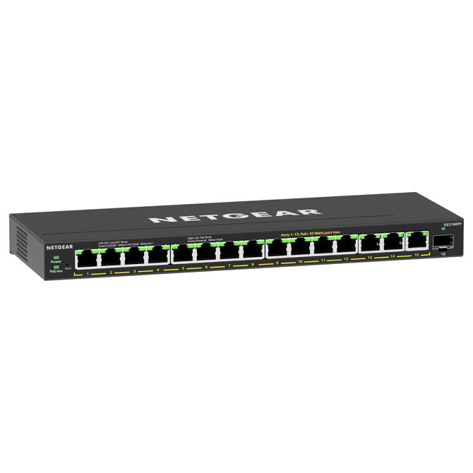 Stikalo NETGEAR stikalo 16x GE GS316EPP-100PES PoE+ gigabit 231W 1SF 4
