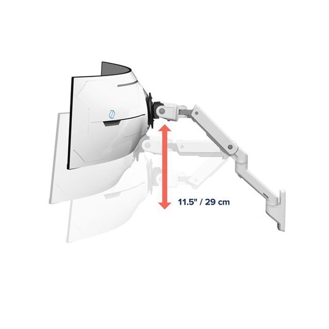 Nosilec za monitorje Ergotron HX bel, za ukrivljene monitorje 1000R, VESA 75x75/100x100, nosilnost 17 kg, nastavljiva višina, vijačna ali vpenjalna pritrditev 3