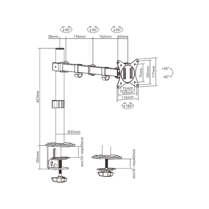 Nosilec za monitor MA-D1-01 17”-32” 3