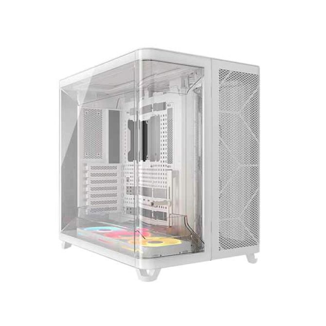 Ohišje za računalnike Corsair AIR 5400 LX-R LINK, midi-stolp, panoramsko steklo, E-ATX, 3x LX120R RGB ventilatorji, bela barva 2