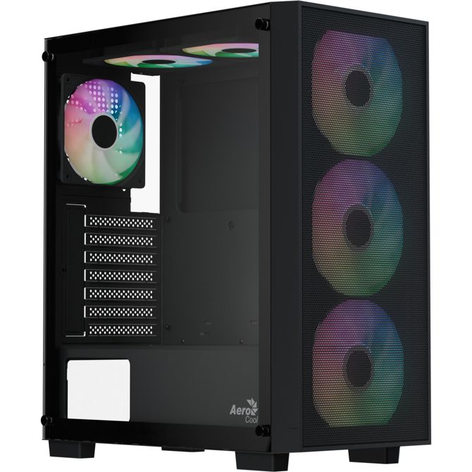 Ohišje za računalnik Aerocool B509A Flow-G-BK-v1 ATX, kaljeno steklo, napajalnik 650W, midi-tower, črno 2