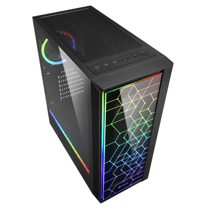 Ohišje za računalnik Sharkoon RGB LIT 100 (črno, sprednja in stranska plošča iz kaljenega stekla) 3