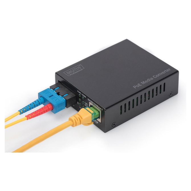 Optični pretvornik Digitus Gigabit PoE RJ45/SC MM, 1x RJ-45, 1x SC, doseg 0,5 km, napajanje PoE 2