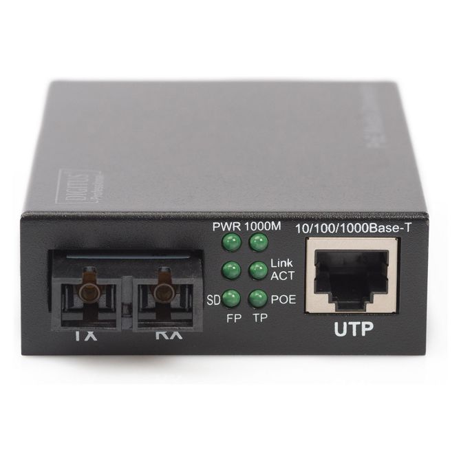Optični pretvornik Digitus Gigabit PoE RJ45/SC MM, 1x RJ-45, 1x SC, doseg 0,5 km, napajanje PoE 4