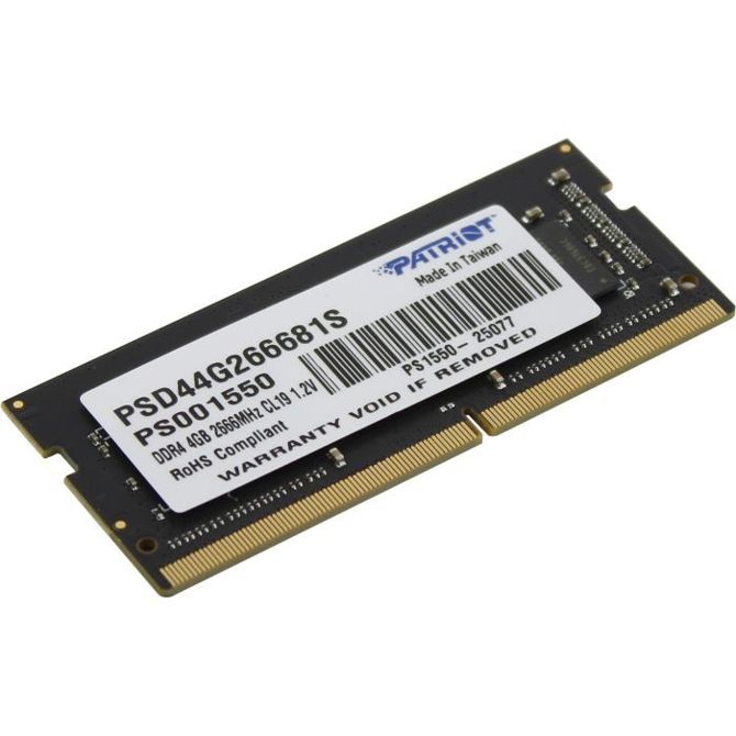 Patriot Signature Line 4GB DDR4-2666 SODIMM PC4-21300 CL19, 1.2V 2