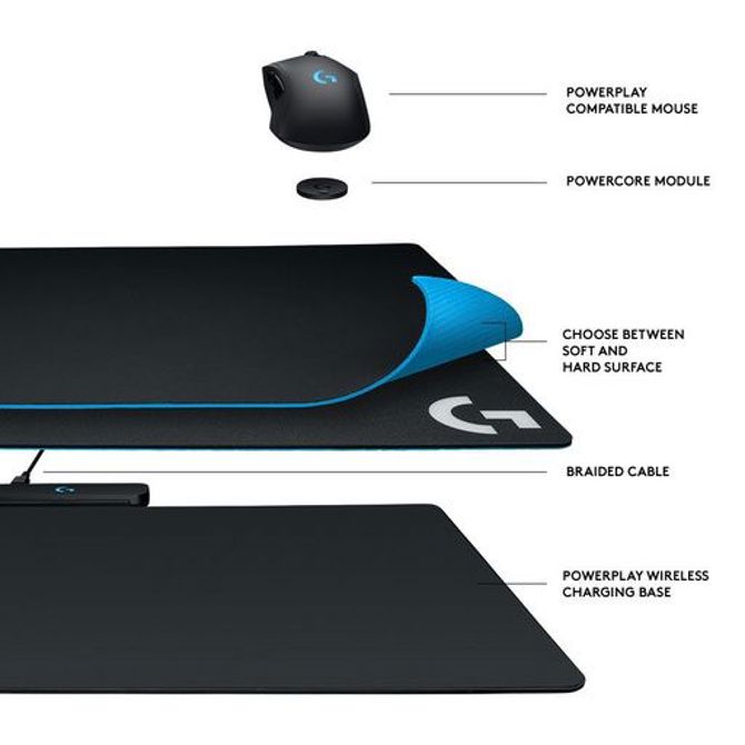 Podloga za miško Logitech POWERPLAY Wireless Charging System, črna 5