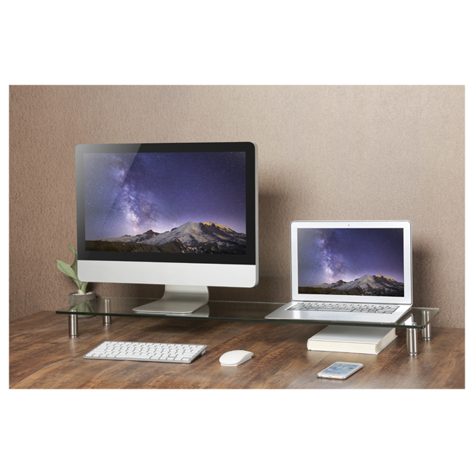 Podstavek za monitor Gembird MS-TABLE-GL-01, 100 cm širina, kaljeno steklo, nastavljiva višina, nosilnost 20 kg 4