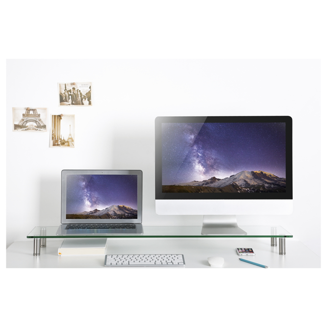 Podstavek za monitor Gembird MS-TABLE-GL-01, 100 cm širina, kaljeno steklo, nastavljiva višina, nosilnost 20 kg 5