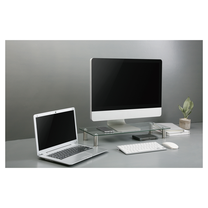 Podstavek za monitor Gembird MS-TABLE-GM-01, 58 cm širina, kaljeno steklo, nastavljiva višina, nosilnost 20 kg 5
