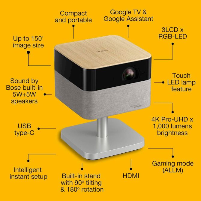 Projektor Epson EF-72 4K Pro UHD, 1000 lumnov, Sound by Bose, Google TV, prenosni 3
