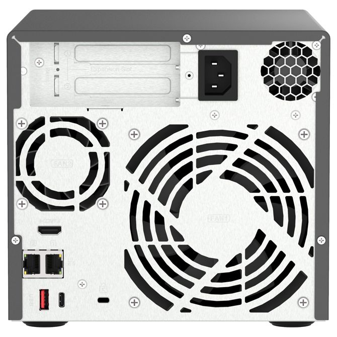 NAS sistem Qnap TVS-H474-PT-8G Intel Pentium Gold G7400 3,7 GHz, 8 GB DDR4, 4x reža, M.2 NVMe predpomnilnik, 2,5 GbE, QuTS hero 2