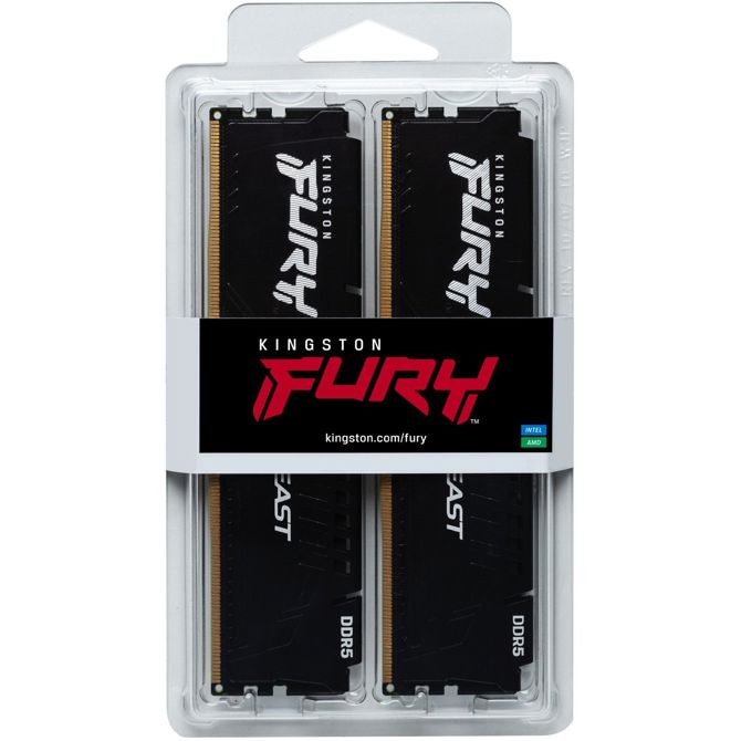 RAM Kingston DIMM 32 GB DDR5-6000 (2x 16 GB) Dual-Kit (¸,35 V; CAS CL 36, KF560C36BBE2K2-32, FURY Beast Black, INTEL XMP, AMD EXPO) 5