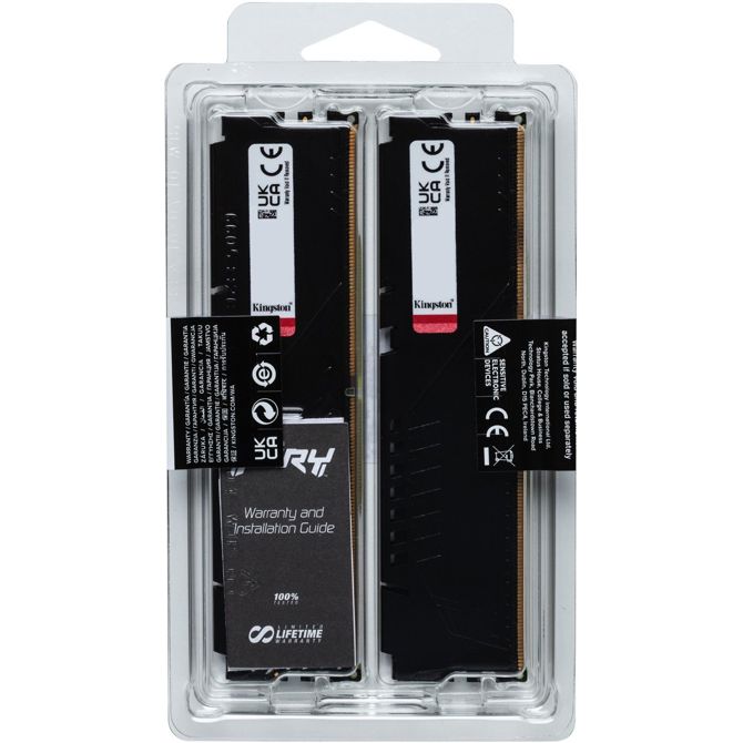 RAM Kingston DIMM 32 GB DDR5-6000 (2x 16 GB) Dual-Kit (¸,35 V; CAS CL 36, KF560C36BBE2K2-32, FURY Beast Black, INTEL XMP, AMD EXPO) 6