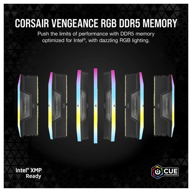 RAM za računalnike Corsair Vengeance RGB 16 GB (2x8 GB) DDR5-5200, DIMM, INTEL XMP 3.0, RGB osvetlitev 6